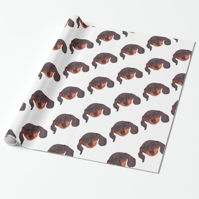 Papier Cadeau Dachshund chien Portrait (Déroulé)
