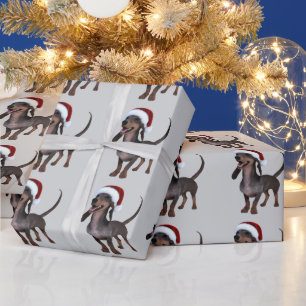 Papier Cadeau Dachshund Chien Saucisse Prêt pour les Fêtes avec