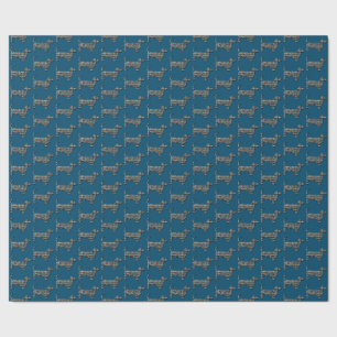 Papier Cadeau Dachshund Chien Silhouette Y&B Grille Blanc Cadeau