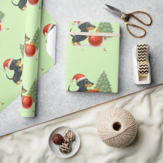 Papier Cadeau Dachshund Christmas Wrapping Paper | Dog Lover