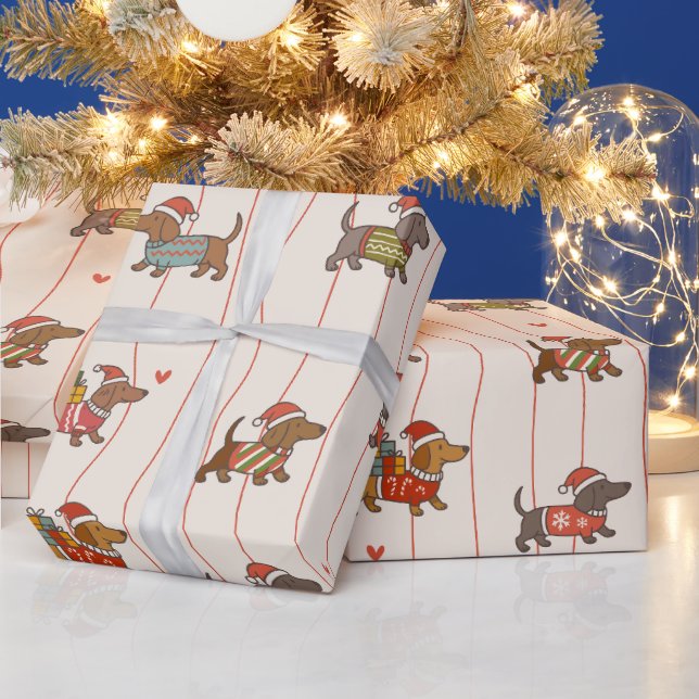 Papier Cadeau Dachshund de Noël  (Vacances)