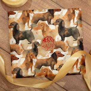 Papier Cadeau Dachshund Dreams aquarelle transparente motif