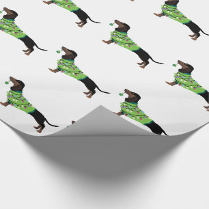 Papier Cadeau Dachshund Happy Holidays Design