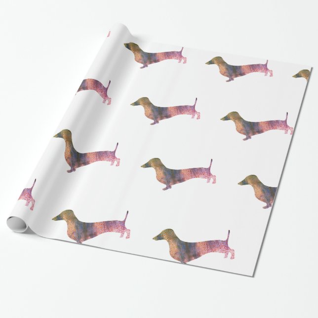 Papier Cadeau Dachshund léopard (Déroulé)