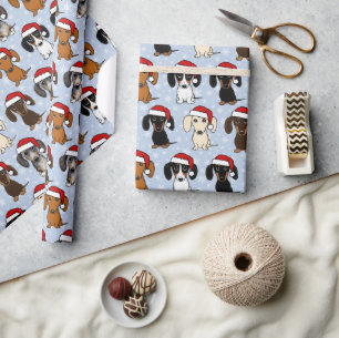 Papier Cadeau Dachshund Noël mignon Wiener Chien Père Noël Holid
