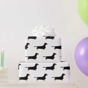 Papier Cadeau dachshund noir et silhouette tan