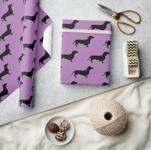 Papier Cadeau Dachshund Poil Court - Silhouette 1