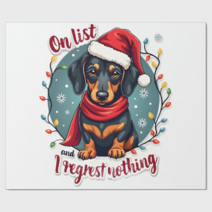 Papier Cadeau Dachshund Santa Sur La Liste Mauvaise Dachshund Ch