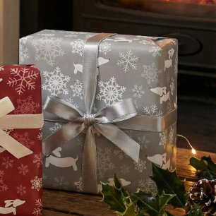Papier Cadeau Dachshund Snowflakes Argent Noël envelopper cadeau