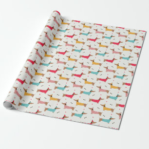 Papier Cadeau Dachshunds en Sweaters Motif de vacances