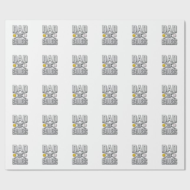 Papier Cadeau Dad of Ballers Softball and Baseball Vintage Shirt (Plat)