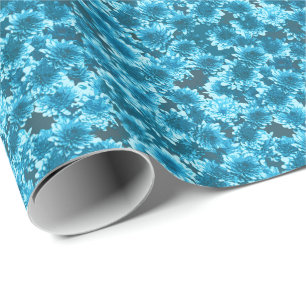 Papier Cadeau Dahlia Motif graphique moderne, Indigo Blue