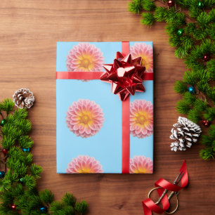 Papier Cadeau Dahlia rose et gouttes de ragoût