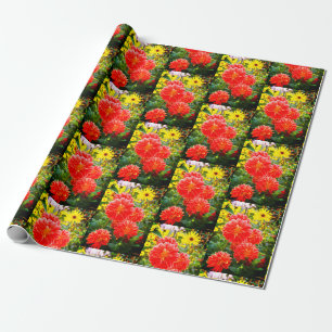 Papier Cadeau Dahlias rouge