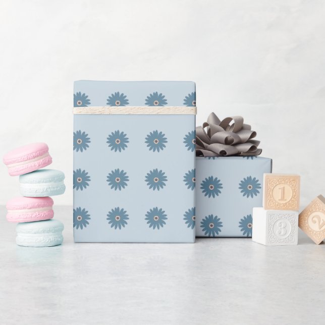 Papier Cadeau Daisy Bleue (Baby Shower)