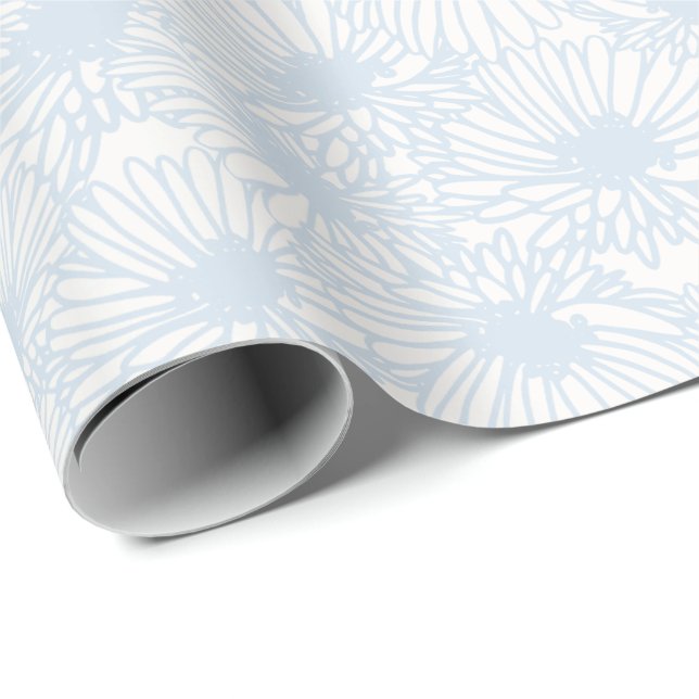 Papier Cadeau Daisy Blooms - Bleu Poudre (Coin rond)