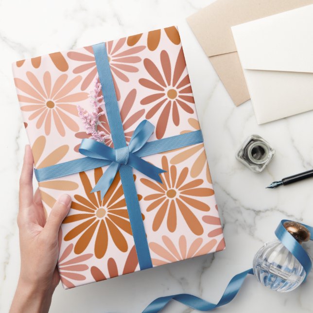 Papier Cadeau Daisy Brunâtre Rétro (Cadeaux)