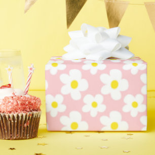 Papier Cadeau Daisy Floral Rétro et Pêche