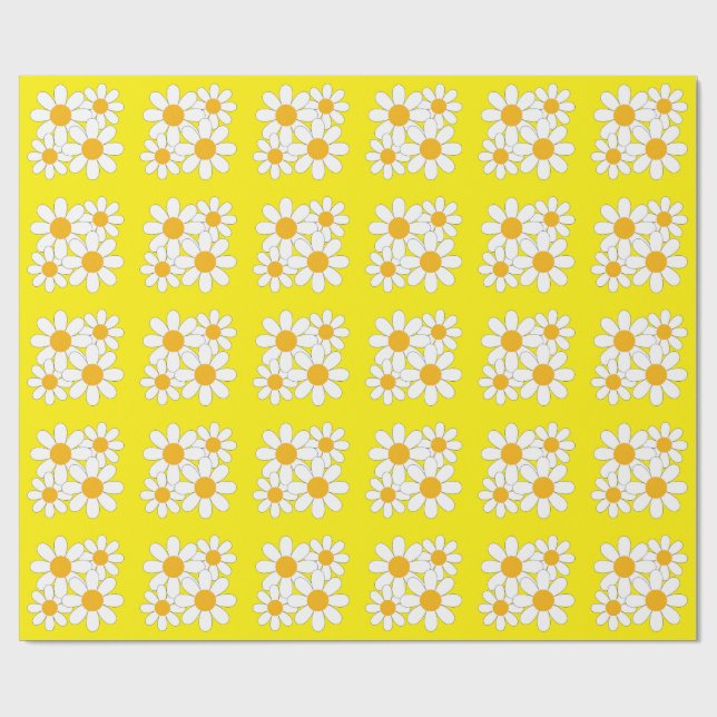 Papier Cadeau Daisy Lumineuse et Audacieuse (Plat)