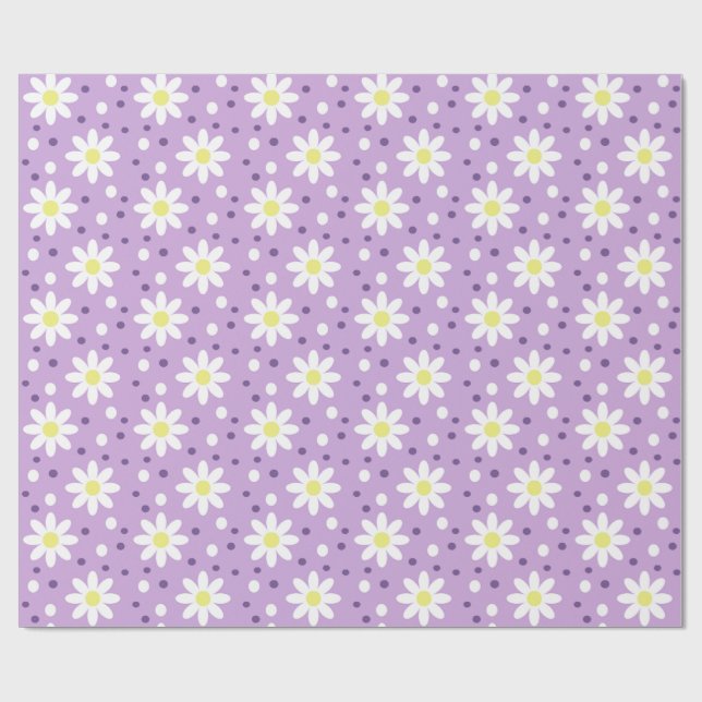 Papier Cadeau daisy points lilas (Plat)