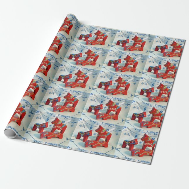 Papier Cadeau Dala Horse Collector Wrapper (Déroulé)