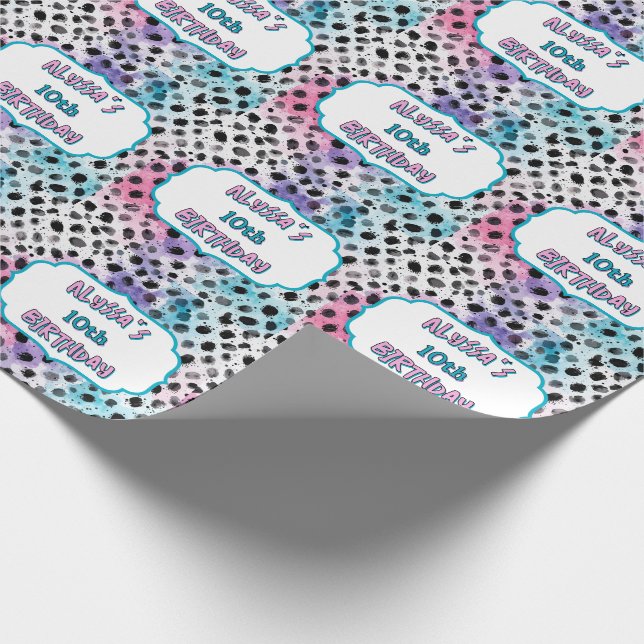 Papier Cadeau Dalmatie Spots Pastel Aquarelle Anniversaire (Coin)