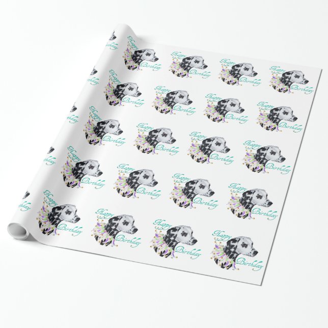 Papier Cadeau Dalmatien Joyeux Anniversaire (Déroulé)