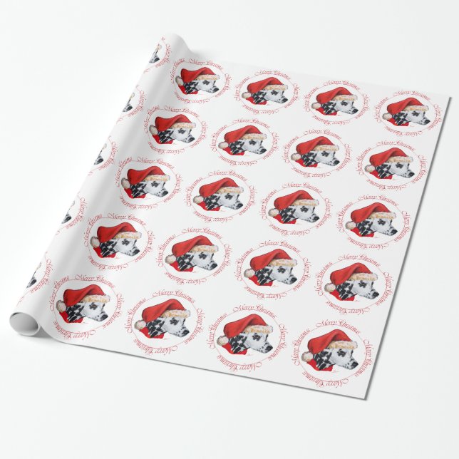 Papier Cadeau Dalmatien Joyeux Noël (Déroulé)