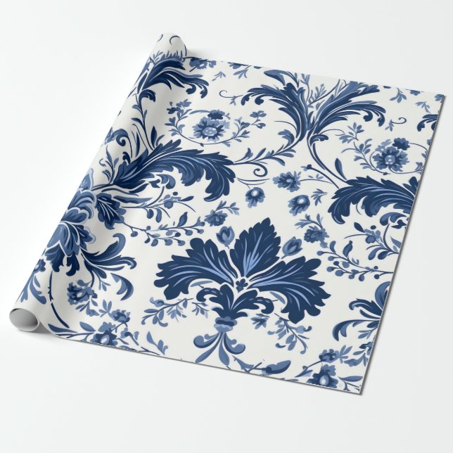 Papier Cadeau Damas bleu (Déroulé)
