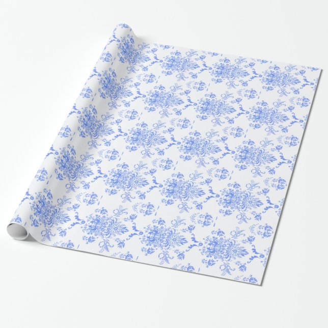 Papier Cadeau Damas bleu (Déroulé)