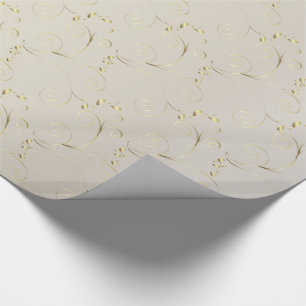 Papier Cadeau Damas d'or sur or blanc   Mariage