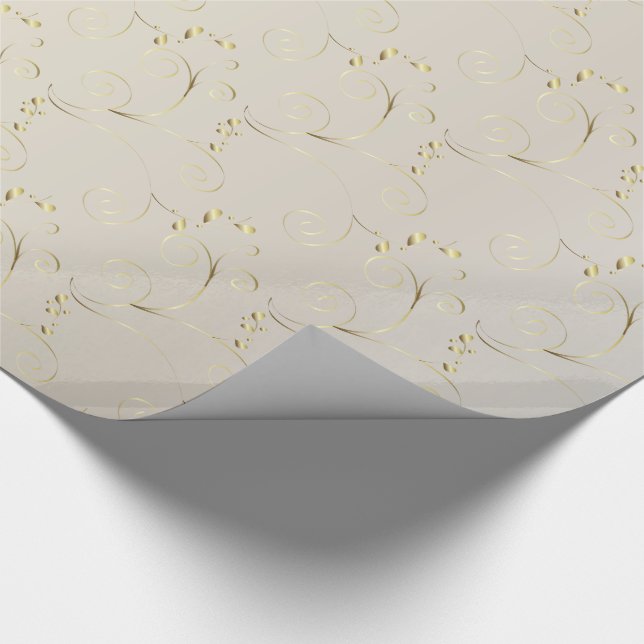 Papier Cadeau Damas d'or sur or blanc | Mariage (Coin)