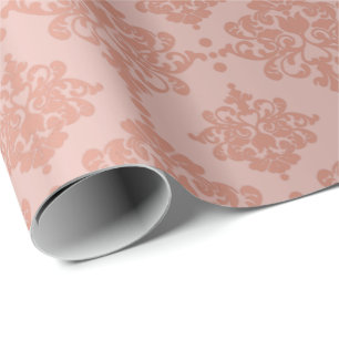 Papier Cadeau Damas métal Royal Floral Rose Rose Or Blush