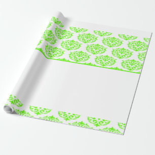 Papier Cadeau Damas victorienne verte sur blanc