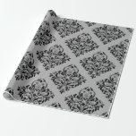 Papier Cadeau Damas Vintage noir et gris<br><div class="desc">Papier d'emballage vintage damassé gris et noir paris.</div>