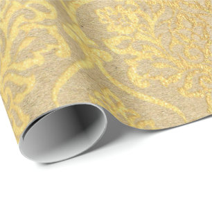 Papier Cadeau Damask Kraft Gold Natural Royal Antonietta Elegan