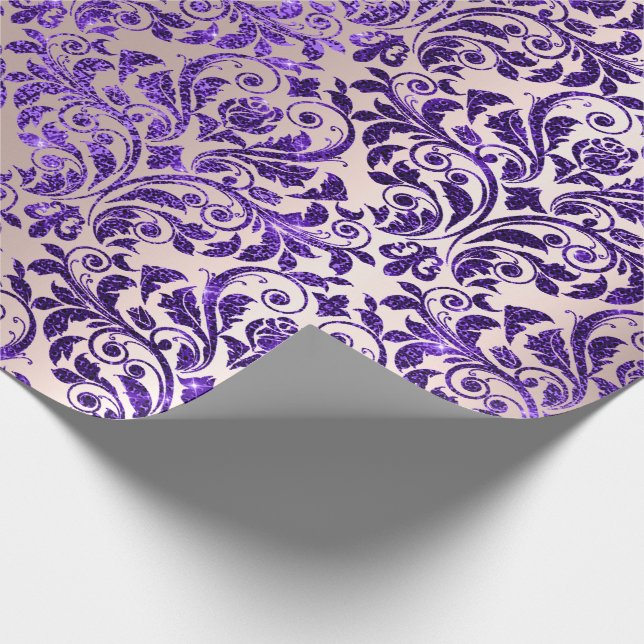 Papier Cadeau Damask Royal Purple Amethyst Violet Blush Skinny (Coin)