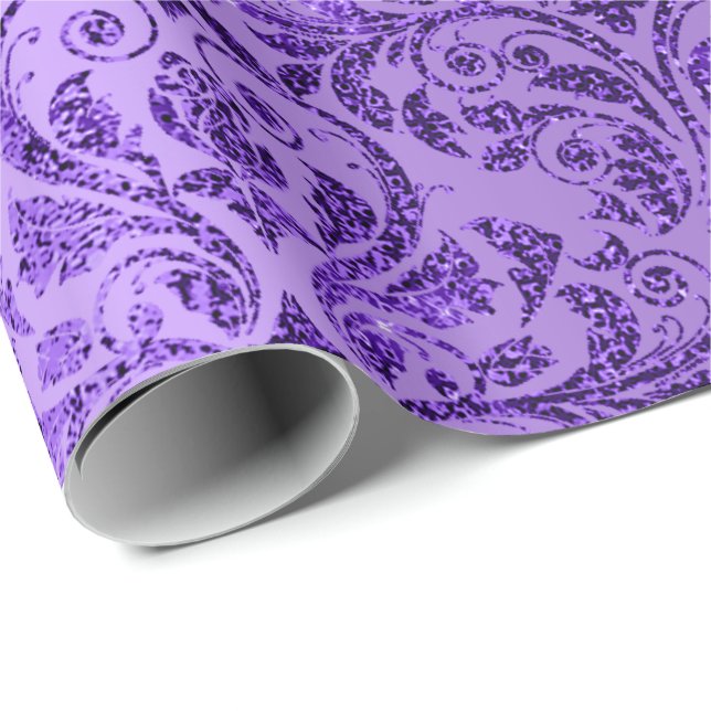 Papier Cadeau Damask Royal Purple Amethyst Violet Plum (Coin rond)
