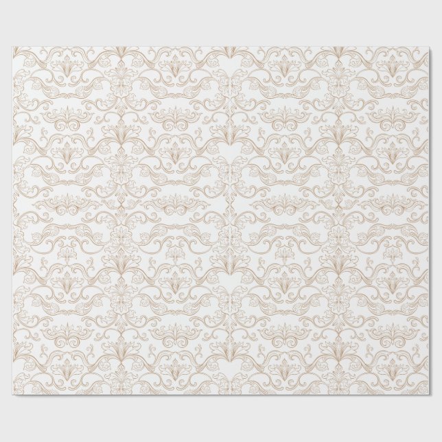 Papier Cadeau Damassé doré luxueux sans couture  (Plat)