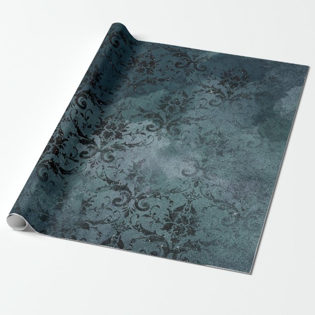 Papier Cadeau Damassé vintage en détresse grunge (Déroulé)
