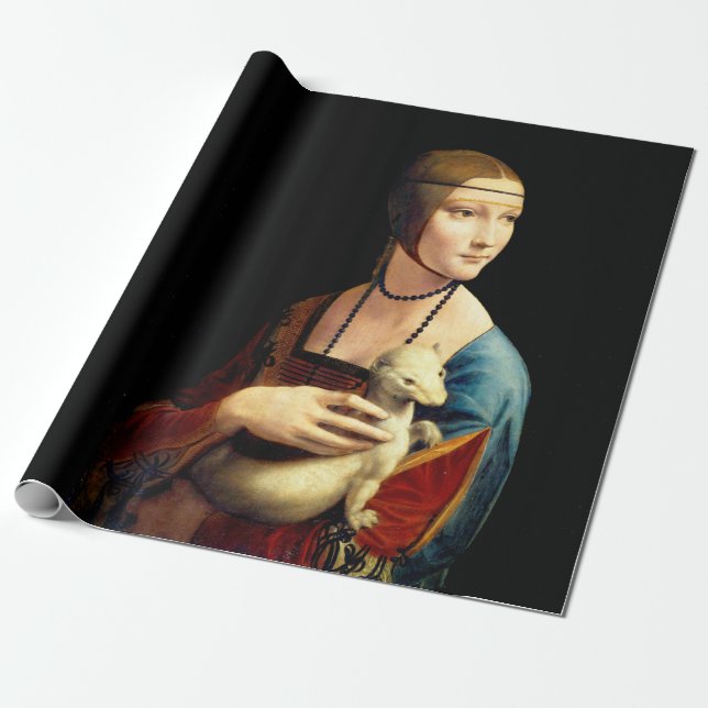Papier Cadeau Dame à l'hermine de Léonard de Vinci (Déroulé)