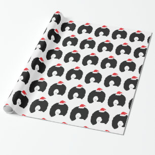 Papier Cadeau Dame aux cheveux afro en Père Noël