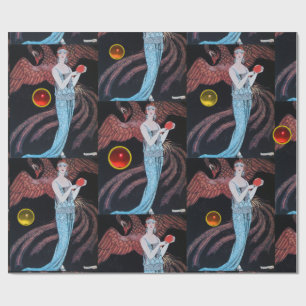 PAPIER CADEAU DAME AVEC PHOENIX, ART DÉCO BEAUTY MODE COSTUME