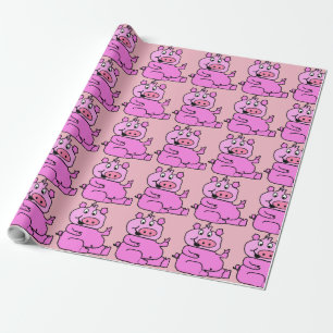 Papier Cadeau Dame de cochon folle