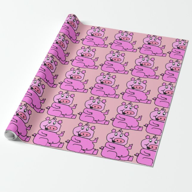 Papier Cadeau Dame de cochon folle (Déroulé)