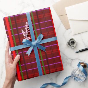 Papier Cadeau Damier Artistique – Style Rétro Rouge Vert