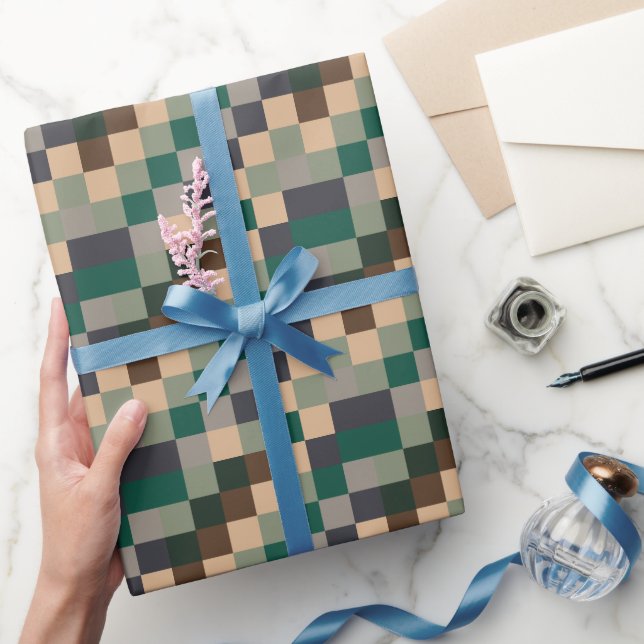Papier Cadeau Damier de Contrôle de Couleur Moderne (Cadeaux)