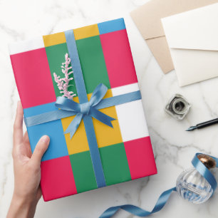 Papier Cadeau Damier de fête coloré
