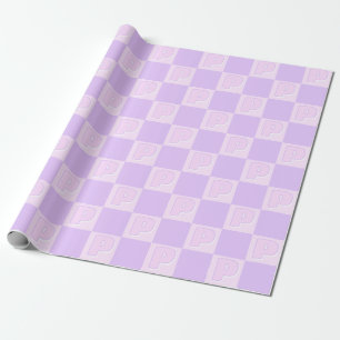 Papier Cadeau Damier Initial Monogramme Violet Tendance