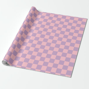 Papier Cadeau Damier lilas et rose